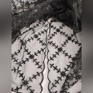 Black Embroidered Net Dupatta/ Scarf